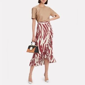 Anine Bing Lucky Zebra Wrap Skirt Midi Ruffle Small